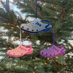 Personalised Clog Christmas Tree Decoration - Handmade Bespoke Fun Quirky Acrylic Baubles Unique Theme Colourful - thumbnail 3