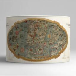 Cylindrical Vintage Lampshade With An Old Map Of Venice & Artistic Illustrations - Lion Venise Available As A Lamp Base Or Pendant - thumbnail 1