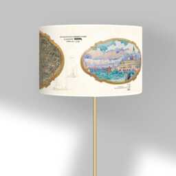 Cylindrical Vintage Lampshade With An Old Map Of Venice & Artistic Illustrations - Lion Venise Available As A Lamp Base Or Pendant - thumbnail 3