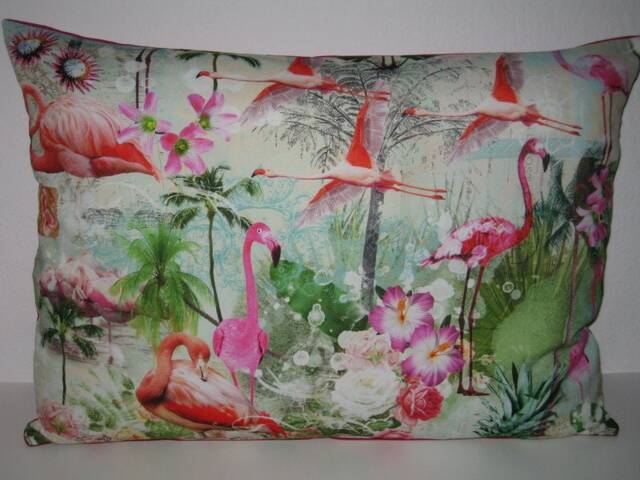 Large Decorative Cushion Cover Motif Flamingo Soft Cotton Fabric & Pink Corduroy Flamingos For Chilling Rest Relaxation Decoration - image 1