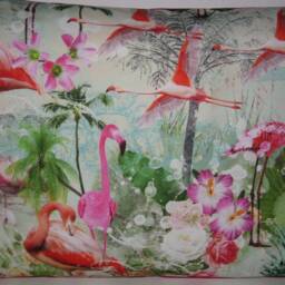 Large Decorative Cushion Cover Motif Flamingo Soft Cotton Fabric & Pink Corduroy Flamingos For Chilling Rest Relaxation Decoration - thumbnail 2