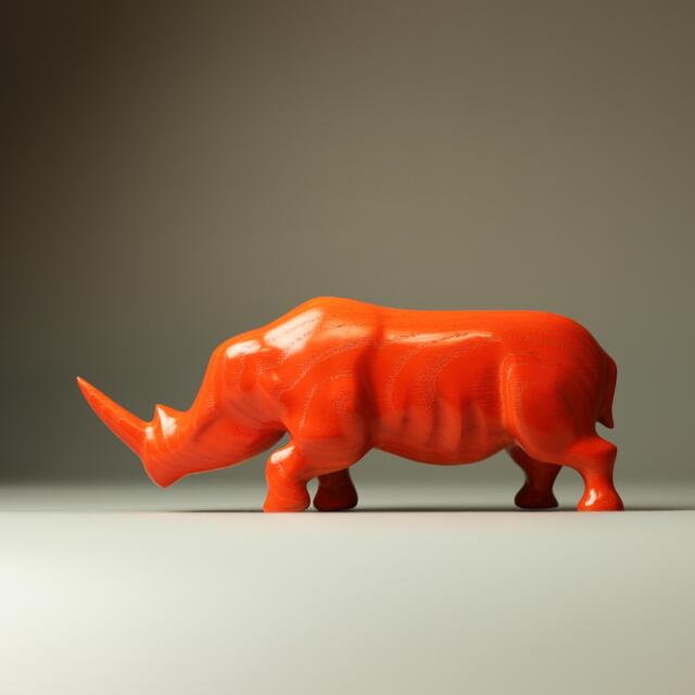 Wooden Rhinoceros Sculpture - 22 - image 1