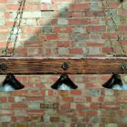 Wood Chandelier 3 Industrial Lights Urban Loft Modern Restaurant Lighting Natural Beam Handmade Design Rustic Edison Lamps - thumbnail 2