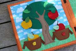 Apple Tree Page For Custom Built Quiet Book By Tomtoy, Color Sorting-Velcro Activities, Fabric Busy Book Pages, 20x20cm, Single - thumbnail 1