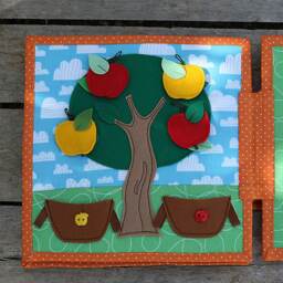 Apple Tree Page For Custom Built Quiet Book By Tomtoy, Color Sorting-Velcro Activities, Fabric Busy Book Pages, 20x20cm, Single - thumbnail 2