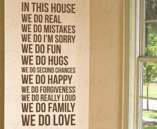 In This House We Do Real Mistakes Hugs Happy Forgiveness Family Love Home Wall Quote Sticker Vinyl Decal Art A36 - image 1