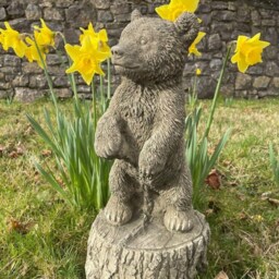 Standing Brown Bear Stone Statue - Teddy Animal Grizzly Outdoor Garden Ornament - thumbnail 3