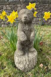 Standing Brown Bear Stone Statue - Teddy Animal Grizzly Outdoor Garden Ornament - thumbnail 1