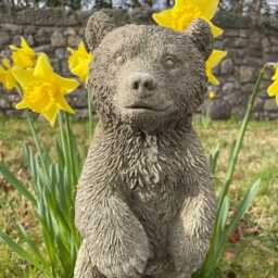 Standing Brown Bear Stone Statue - Teddy Animal Grizzly Outdoor Garden Ornament - thumbnail 2