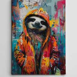 Cool Sloth Graffiti Canvas Art Wall Print Picture Abstract Framed Animal Decor -D790 - thumbnail 2