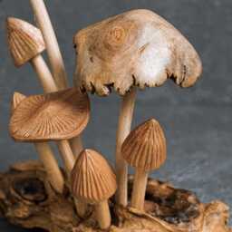 Handmade Wooden Mushroom Statue Rustic Woodland Decor 7 - thumbnail 4