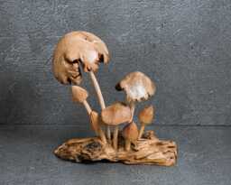 Handmade Wooden Mushroom Statue Rustic Woodland Decor 7 - thumbnail 1