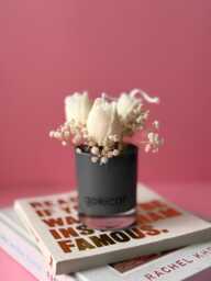 Grey Tulip Candle Bouquet - Hand-Poured Soy Wax Roses in Glass