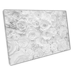 White Origami Paper Flowers Wall Art Print Decorative Canvas Decor For Home Office - thumbnail 1
