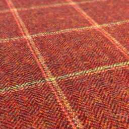 Tweed 100% Wool Christmas Stocking in Red Windownpane Design - thumbnail 2
