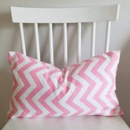 Baby Pink Chevron- Zigzag - Decorative Pillow Cushion Cover Accent Throw Pink White Indoor Outdoor - thumbnail 3