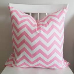 Baby Pink Chevron- Zigzag - Decorative Pillow Cushion Cover Accent Throw Pink White Indoor Outdoor - thumbnail 1