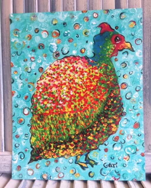 Chicken Print Guinea Hen Art Farmhouse Guinea Painting Style Kitchen Artwork Folk Art 11 X 14 - image 1