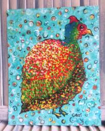 Chicken Print Guinea Hen Art Farmhouse Guinea Painting Style Kitchen Artwork Folk Art 11 X 14 - thumbnail 1