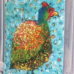 Chicken Print Guinea Hen Art Farmhouse Guinea Painting Style Kitchen Artwork Folk Art 11 X 14 - thumbnail 2