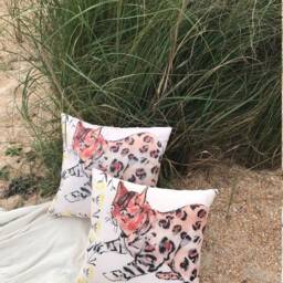 2 Silk Pillows With Bengal Cat - thumbnail 2