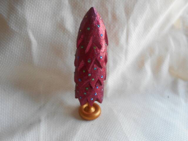 Hand Carved Red Christmas Tree - image 1