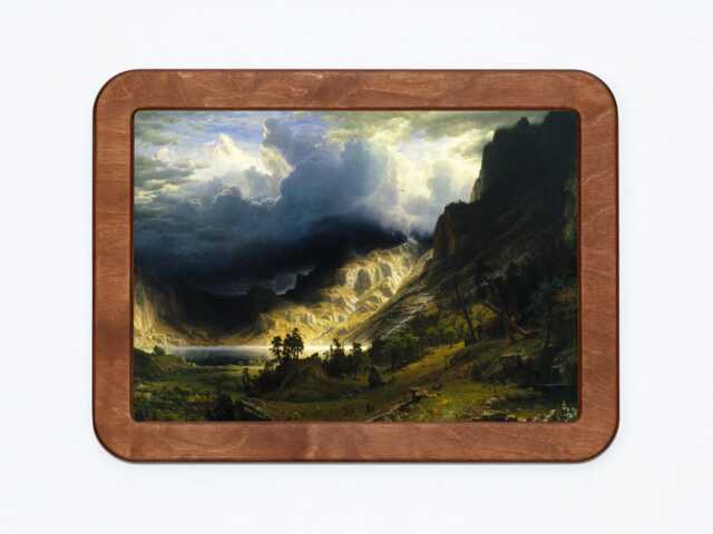 A Storm in The Rocky Mountains Mt. Rosalie Albert Bierstadt Nature Trees Clouds Sky Landscape Painting Wooden Framed Art Print - image 1