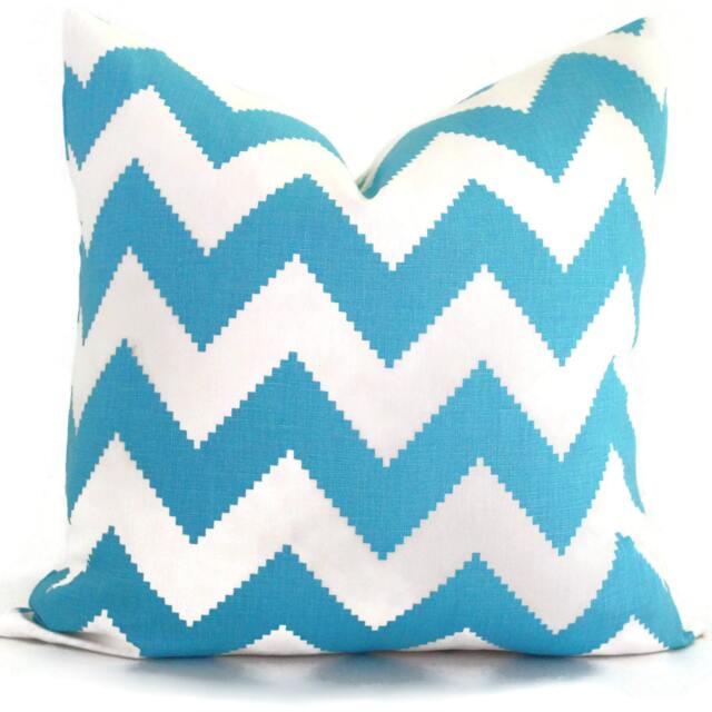 Jonathan Adler Aqua Chevron Decorative Pillow Cover, 20x20 Throw Pillow, Accent Toss Rts - image 1
