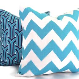 Jonathan Adler Aqua Chevron Decorative Pillow Cover, 20x20 Throw Pillow, Accent Toss Rts - thumbnail 2