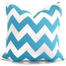 Jonathan Adler Aqua Chevron Decorative Pillow Cover, 20x20 Throw Pillow, Accent Toss Rts - thumbnail 1