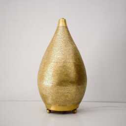 Moroccan Brass Table Lamp, Hand-Pierced Gourd - 16 - thumbnail 2