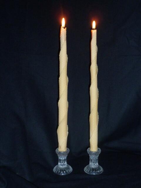 Beeswax Twisted Taper Candles Handmade - Sold As A Pair 16 - image 1