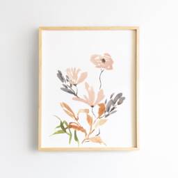 Wildflower Floral Watercolor Name Print - Baby Girl Nursery Wall Decor Blush Botanical Grass Art Trending Flower - thumbnail 1