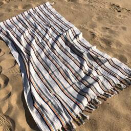 striped Turkish Cotton Beach Towel, Peshtemal - thumbnail 4