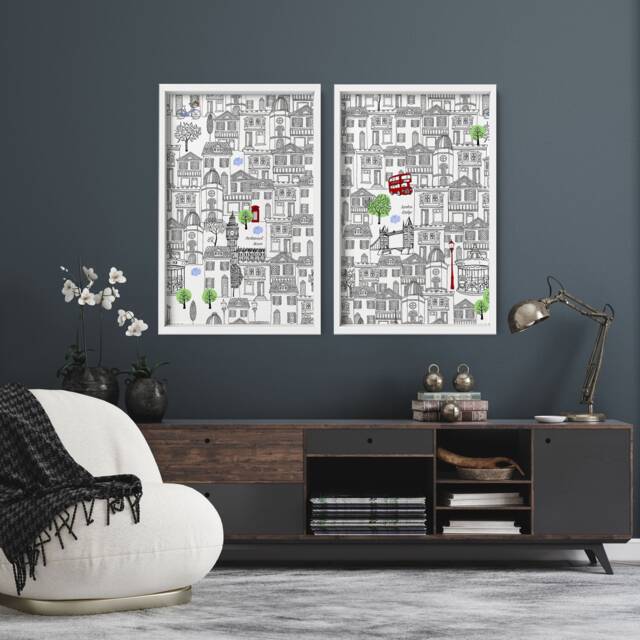 London City Travel Framed Set Of 2 Wall Art Prints For Living Room, UK Famous Landmarks Cityscape Travel Lover Poster Gift Traveller - image 1
