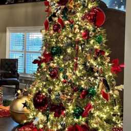 Red Christmas Tree Skirt 60 Inch Large Velvet Bell Handmade Tree Skirt Decorations Gift - thumbnail 3