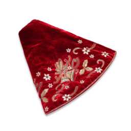 Red Christmas Tree Skirt 60 Inch Large Velvet Bell Handmade Tree Skirt Decorations Gift - thumbnail 4
