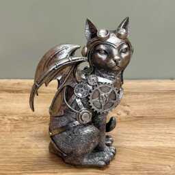Steampunk Cat Home Ornament Unique Industrial Style Resin Sculpture - thumbnail 2