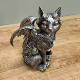 Steampunk Cat Home Ornament Unique Industrial Style Resin Sculpture - thumbnail 3