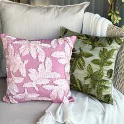 "Ribbon Embroidered Pink Decorative Pillow Sham Cover, 24""x24""/26""x26" - thumbnail 3