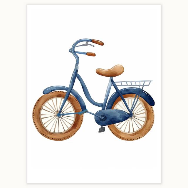 Retro Bicycle Print Playful Kids Room Wall Art - image 1