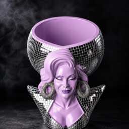 Drag Queen Mirrorball Planter - Cast Stone Disco Bust Plant Pot - thumbnail 3