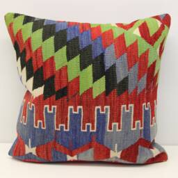 Handmade Kilim Pillow Cover 20x20, Retro Woven Cushion - thumbnail 2