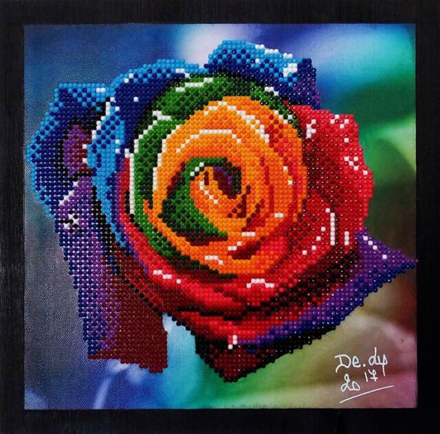 Diamond Painting 3D Art 5 D Diamond Painting Pink Rainbow Wood Canvas Embroidery Mosaic Rhinestone Home Decoration Wall Gift Handmade - image 1