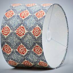 Blue Red Indian Retro Lampshade, Table Floor Lamp/Ceiling Pendant Small Medium Large 15cm 20cm 25cm 30cm 35cm 40cm Fabric Drum Light Shade - thumbnail 3