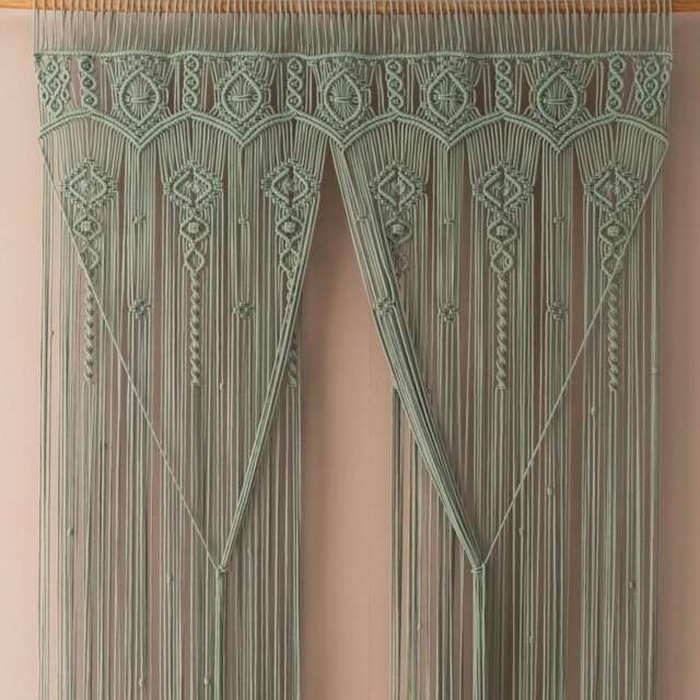 Boho Macrame Curtain, Bohemian Door Valance, Wedding Macrame, Woven Wall Hanging, Aesthetic Room Decor C26 - image 1