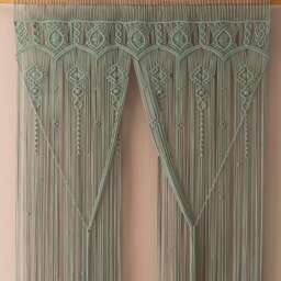 Boho Macrame Curtain, Bohemian Door Valance, Wedding Macrame, Woven Wall Hanging, Aesthetic Room Decor C26 - thumbnail 1