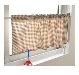 Cafe Curtain Window Valance/Window Treatment Topper/Kitchen Bathroom Nursery Drape PanelCotton Linen Brown Gingham Check Lace, Free Gift