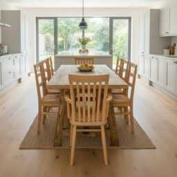 Rustic Pine Trestle Dining Table