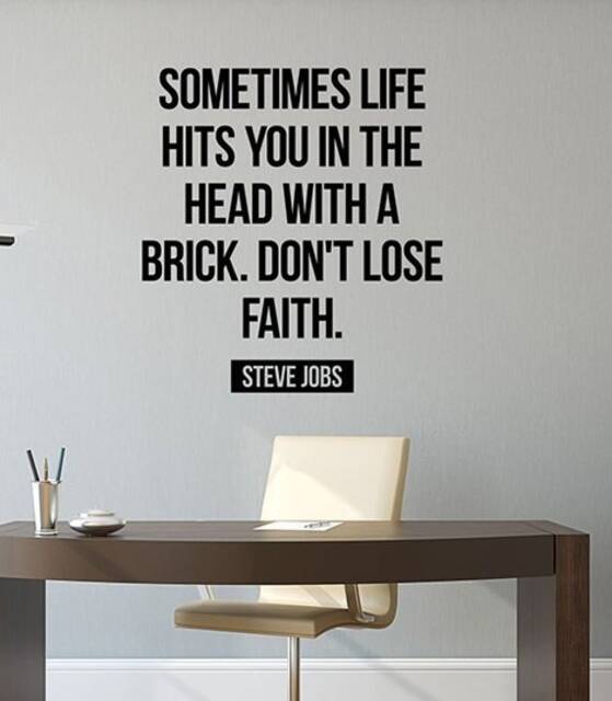 Sometimes Life Hits You Steve Jobs Quote Wall Decal Vinyl Sticker Success Motivational Saying Inspirational Art Home Office Decor 1Sj - image 1